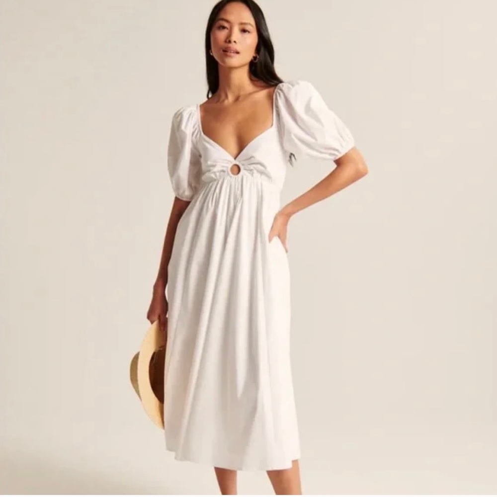 A&F O-Ring Puff Sleeve Midi Dress